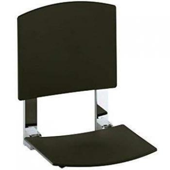 Asiento Plegable Keuco Plan Care 34982 con Respaldo, Montaje en Pared, Color Cromado/Blanco