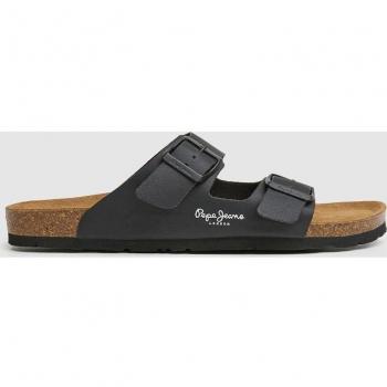 Sandalias Pepe Jeans Oban Claic 2 negro con doble cierre de hebilla