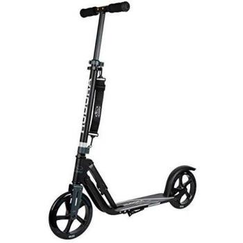 Patinete Urbano Plegable HUDORA BigWheel 205, Negro/Antracita, Ajustable y Estable para Adultos hasta 100kg
