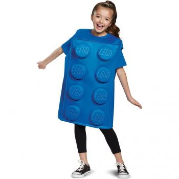 Disfraz de ladrillo Lego azul para niños con diseño auténtico