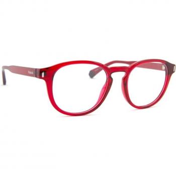 Polaroid Unisex Full-Rim Round Sunglasses with Lenses, Plastic Frame 50mm/19mm/145mm, Red