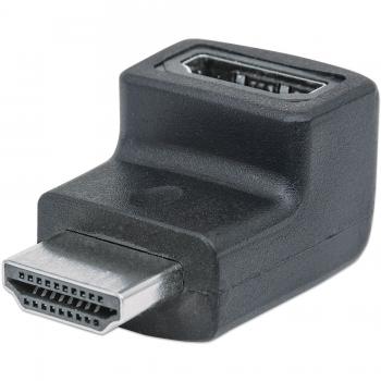 Adaptador HDMI Macho/Femenino 90° hacia Abajo 4K 60Hz Negro