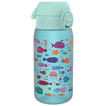 Botella de Agua Infantil Antifugas Ion8 Fisch 350 ml, Fácil de Abrir, Sin BPA, Apta para Lavavajillas
