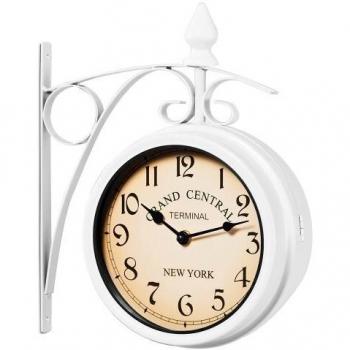 Reloj de Estación Blanco Bifacial Vintage 29 x 9,5 x 32,5 cm con Mecanismo de Cuarzo