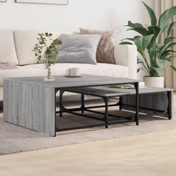 Mesas de centro apilables 2 PCs gris Sonoma multicapa y metal