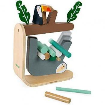 Janod - Juego de Equilibrio de Madera con Perezoso - Juego de Habilidad - Concentración y Aprendizaje de Habilidades Motoras Finas - Certificado FSC - A partir de 3 años, J08046