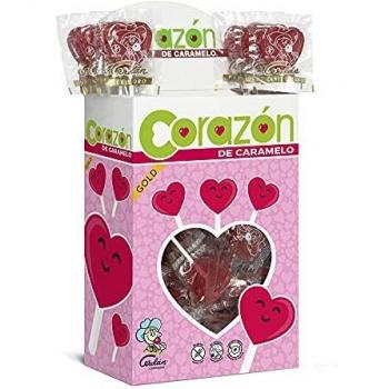Cerdán Serie Oro Sabor Cereza Piruleta con Forma de Corazón Caramelos 110 Unidades de 11 g