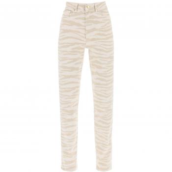 Ganni Swigy Printed Denim Jeans - Size 28 - White - Female