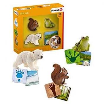 Schleich- Tarjetas Aprendizaje Wild Life, Color Negro