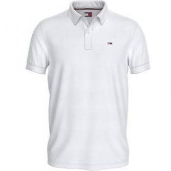 Tommy Jeans Men's Slim Fit White Pique Polo Shirt