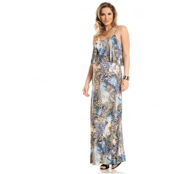 Que sera Mujer premamá DV vestido Print Blau-Beige 44