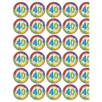 24 x 40th Birthday oblea comestible cup cake toppers