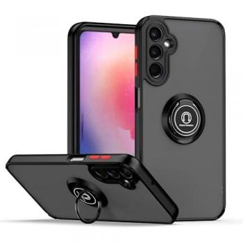 Funda Mate con Borde Negro y Anillo Giratorio 360 para Samsung Galaxy A25 5G