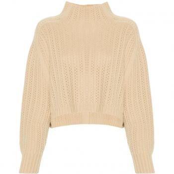 Max Mara Women's Wool And Cashmere Blend Turtleneck Sweater in Beige | Size Small