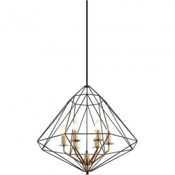 Lámpara colgante industrial y retro Maresmo Negro, dorado - Colgante Industrial y Retro de 6 Luces con Pantalla Negra, Regulable E14