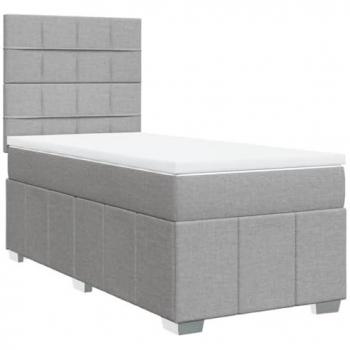 Cama Box Spring con colchón Tela Gris Claro 90x200 cm