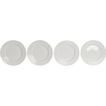 Juego de 4 Platos Llanos de Porcelana Blanco DKD Home Decor, Medidas 19 x 19 x 2 cm