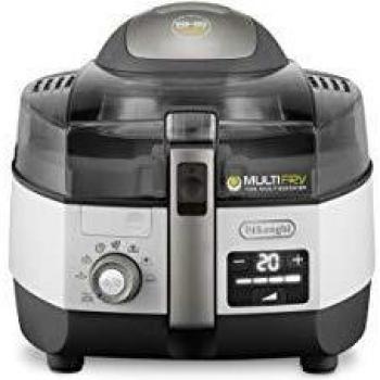 Freidora de Aire Caliente De'Longhi Multifry Extra Chef Plus FH 1396, Capacidad 1.7 kg, Potencia 1400W/1000W, Sistema SHS Double Pro, Función Grill y Recetas en App - Color Gris/Blanco