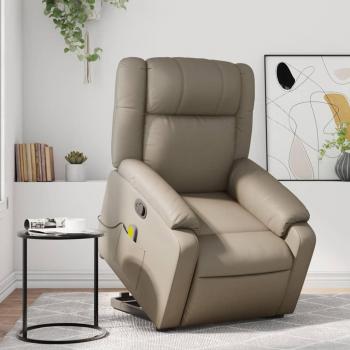 Sillón de masaje reclinable color capuchino de cuero artificial Vidaxl con función de masaje y reposapiés ajustable