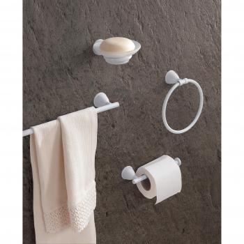 Gedy Genziana Jabonera, Acero Inoxidable, cromall y Cristal, Blanco, 13x10,8x3,8