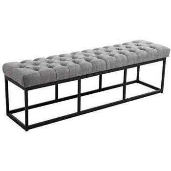 Banco CLP con patas de metal y asiento en tela gris
