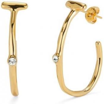 UNO de 50 - 18k Gold Plated Hoop Earrings with White Topaz