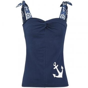 Rockabella Cheryl Top Camiseta Tirantes Azul