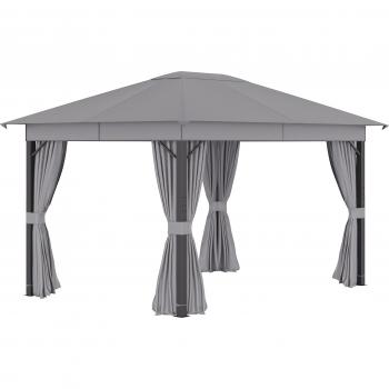 Cenador de Jardín 4x3 m con Techo de Ventilación y Cortinas Laterales