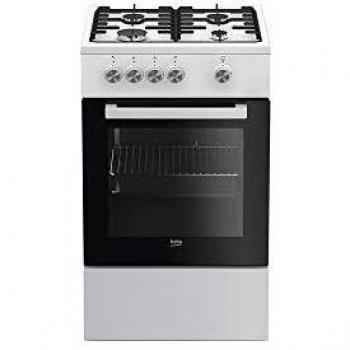 Cocina a gas Beko FSG52000DWC, 4 fuegos, horno catalítico, 50 cm, blanca