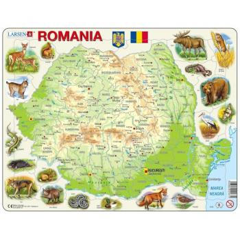 România - Mapa Físico con Animales - 68 Piezas