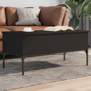 Mesita de Salón Multicapa Madera y Metal Negro 100x50x45 cm