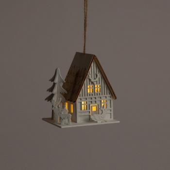 Colgante Casa de madera con luz LED Navidad