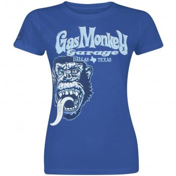 Gas Monkey Garage Tonal Monkey Classic Girls Shirt Blue XXL