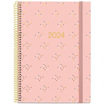 Agenda Miquelrius 2024 Semana Vista Espiral Plus Minidots 155 x 213 mm Rosa Castellano