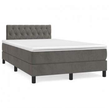 Cama box spring suave con colchón gris oscuro 120x190 cm Terciopelo Vidaxl