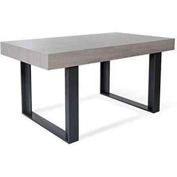 Mesa de comedor rectangular Phoenix para 6 personas, madera gris, 160 cm