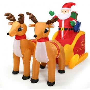 6-Foot Inflatable Santa in a Sled Christmas Decoration