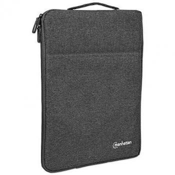 Funda para Notebook Manhattan Seattle 15,6 Gris, Impermeable, Con Compartimento Principal con Doble Cierre y Bolsillo Frontal con Cremallera, Acolchada y Suave Internamente, Asa de Transporte,
