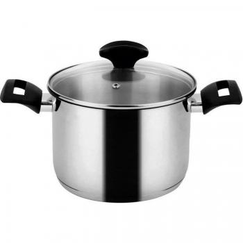 Olla Alta Fagor Alaia 18 cm, 3 Litros, Acero Inoxidable 18/10, Tapa de Cristal, Fondo Difusor de Triple Capa, Apto para Todas las Cocinas (