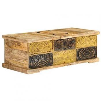 Mesa de centro de madera maciza de mango 100x50x35 cm Marrón