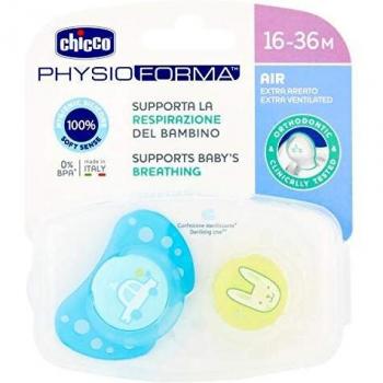 Chicco Physio Air - Pack de 2 chupetes de silicona para 16 - 36 meses, modelos aleatorios, color azul