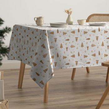 Mantel Antimanchas Navidad Rectangular 160x200 cm Algodón Impermeable Tacto Tela Árboles Decoración Navideña