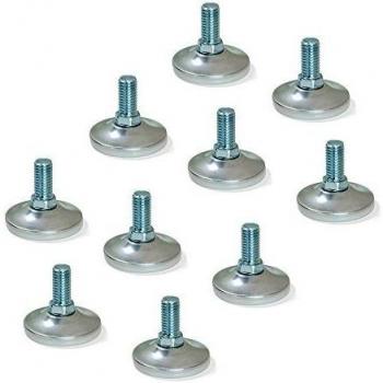 Emuca 2020764 Pie nivelador para mueble, rosca M10x20mm, base Ø43mm, Lote de 10 piezas