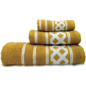 Juego de Toallas de Baño Briebe Home 100% Algodón Rizo 450gr, Set 3 Piezas (Ducha, Manos, Tocador), Cenefa Rombos Bordada, Hecho en Portugal