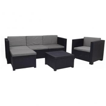 Mesa Kingsbury de aluminio y madera FSC, 140 x 80 cm, color negro/marrón