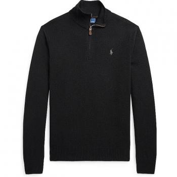 Polo Ralph Lauren Black Wool Half-Zip Turtleneck Pullover for Men, Size M