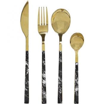 Juego de Cubertería Set 16 Piezas Inoxidable Simil Mármol - Glam