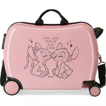 Disney - Maleta infantil 2 ruedas multidireccionales Stitch You love con capacidad de 38L en rosa
