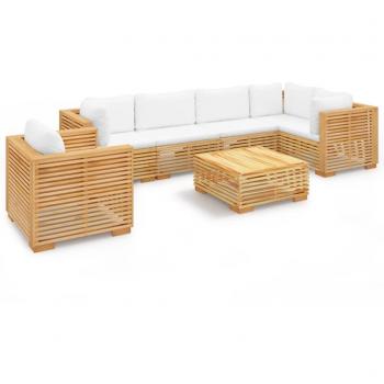 7 Piece Teak Wood Garden Lounge Set with Cushions