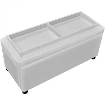 vidaXL Otomana de Almacenamiento Tapizada de Cuero Artificial Blanco Taburete